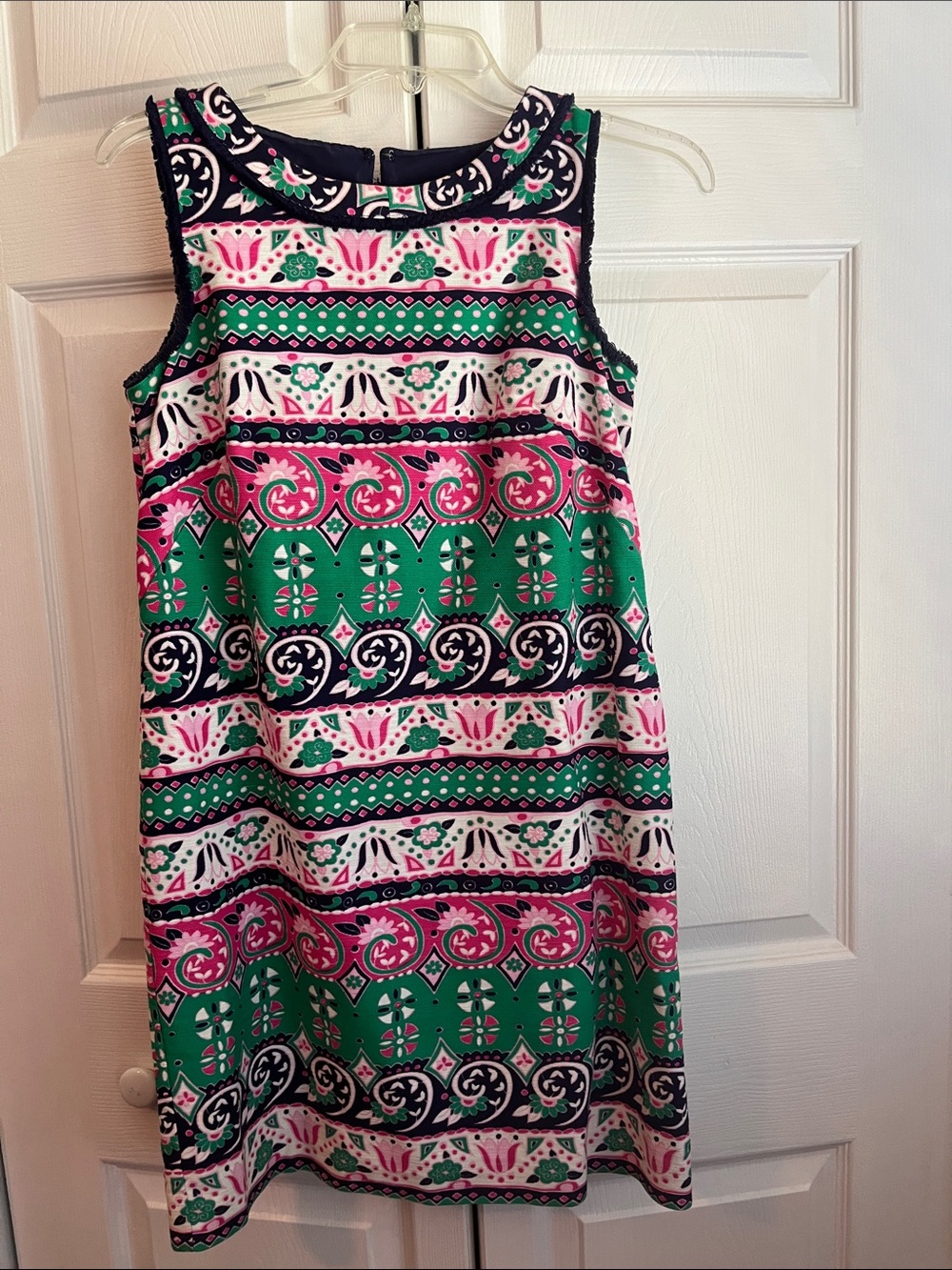 Talbots Green Pink White Patterned Sleeveless Shift Dress
